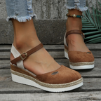 Reva | Sandálias Espadrille Anabela Bico Fechado Slingback
