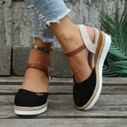 Reva | Sandálias Espadrille Anabela Bico Fechado Slingback