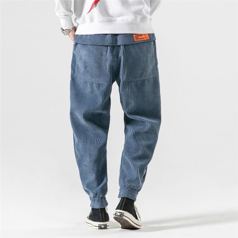 Zelda | Calças de Bombazine Masculinas Relaxed Fit Tornozelo Elástico