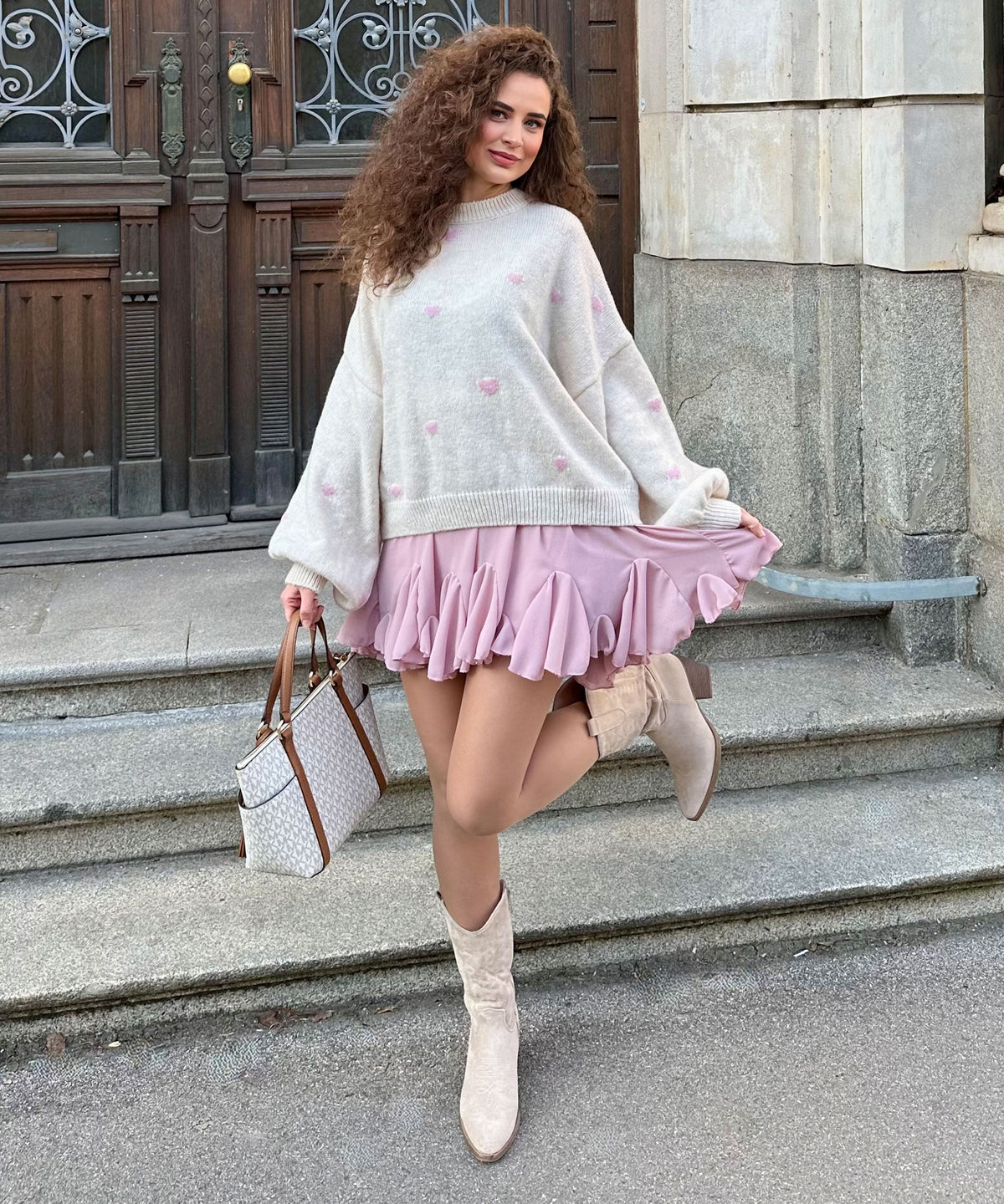 Botas Cowboy Beige | Conforto Médio, Camurça Vegana