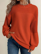 Camisola Feminina Tricotada Mangas Lanterna Detalhes Florais