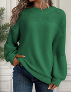 Camisola Feminina Tricotada Mangas Lanterna Detalhes Florais