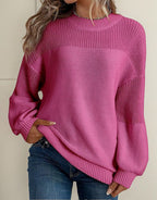Camisola Feminina Tricotada Mangas Lanterna Detalhes Florais