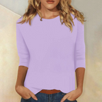 Blusa Mulher Manga Três Quartos | Gola Redonda, Tecido Macio