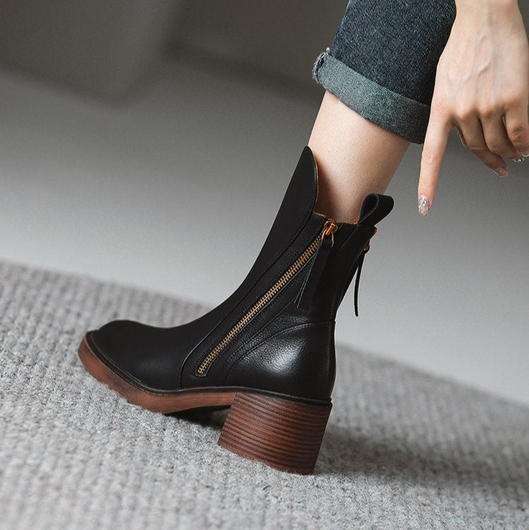 Botins de Salto Alto com Fecho de Correr