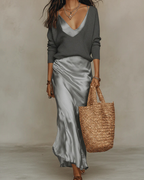 Giselle | Vestido Midi Acetinado com Camisola Incluída