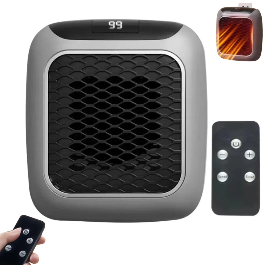Aquecedor Elétrico Portátil | Mini 800W, Cinzento, Cerâmica PTC | Lena