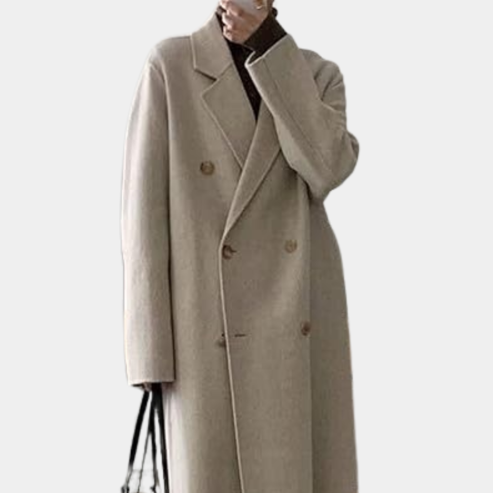 Kestrel | Casaco Feminino Longo Inverno Duplo Abotoamento Oversize