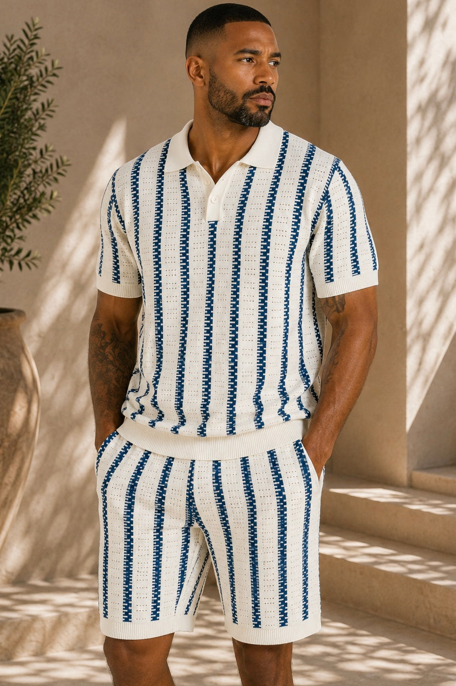 Conjunto de Shorts para Homem | Poló e Calças | Tecido Respirável