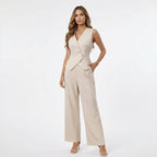 Florine | Conjunto Feminino Colete Sem Mangas e Calça Wide Leg