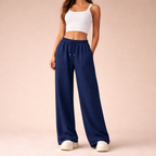 Calça Feminina Wide-Leg | Estilo Esportivo, Confortável | Cintura Alta
