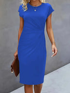 Cosima | Vestido Midi Feminino Gola Redonda Ajustado