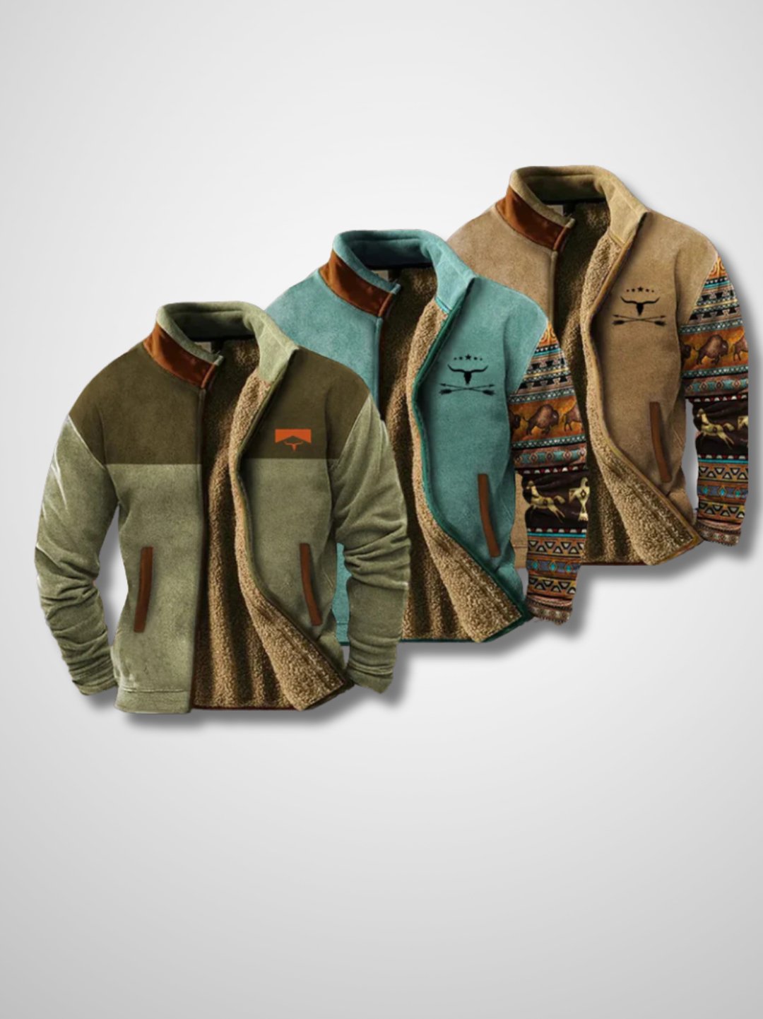 Vera | Homem Jaqueta Fleece Sherpa Zip Frontal