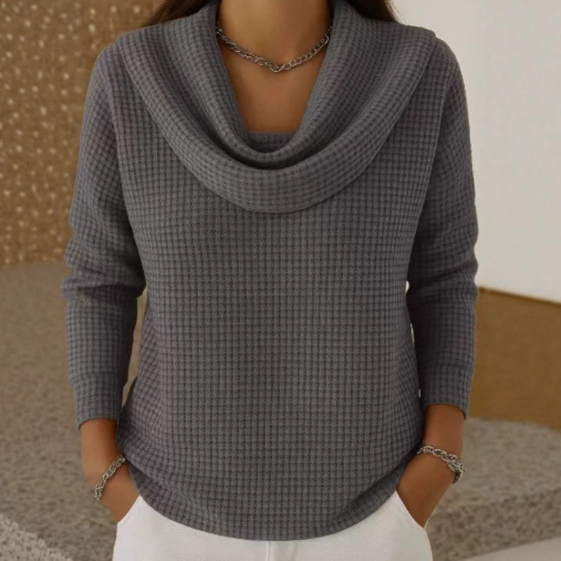 Freya | Camisola Feminina Waffle Gola Cascata
