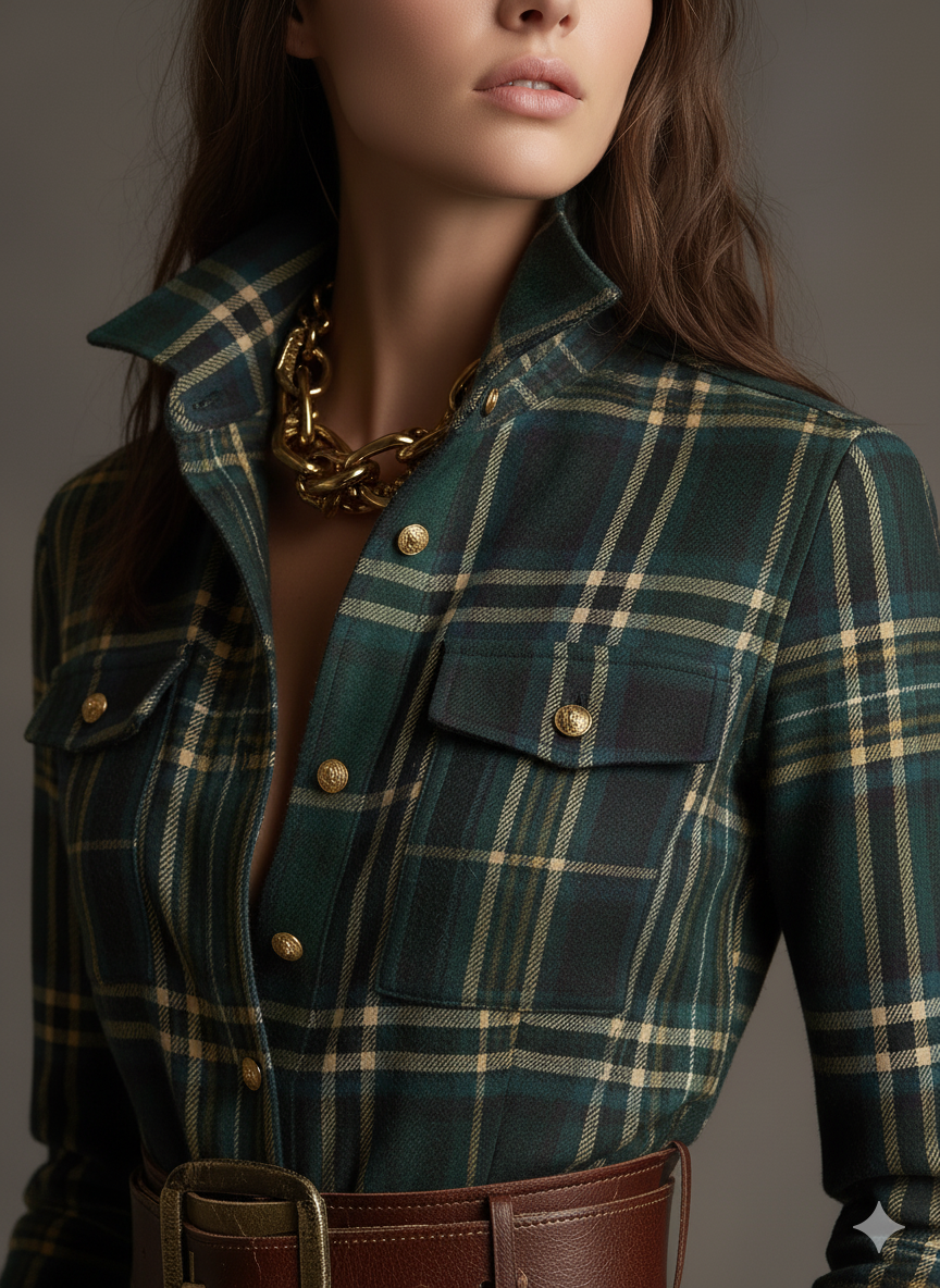Faye | Vestido Camisa Xadrez Manga Longa