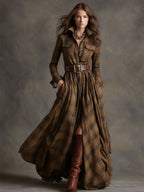 Faye | Vestido Camisa Xadrez Manga Longa