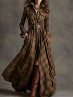 Faye | Vestido Camisa Xadrez Manga Longa