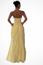 Verena | Vestido Maxi Feminino Tomara que Caia Franzido Fenda