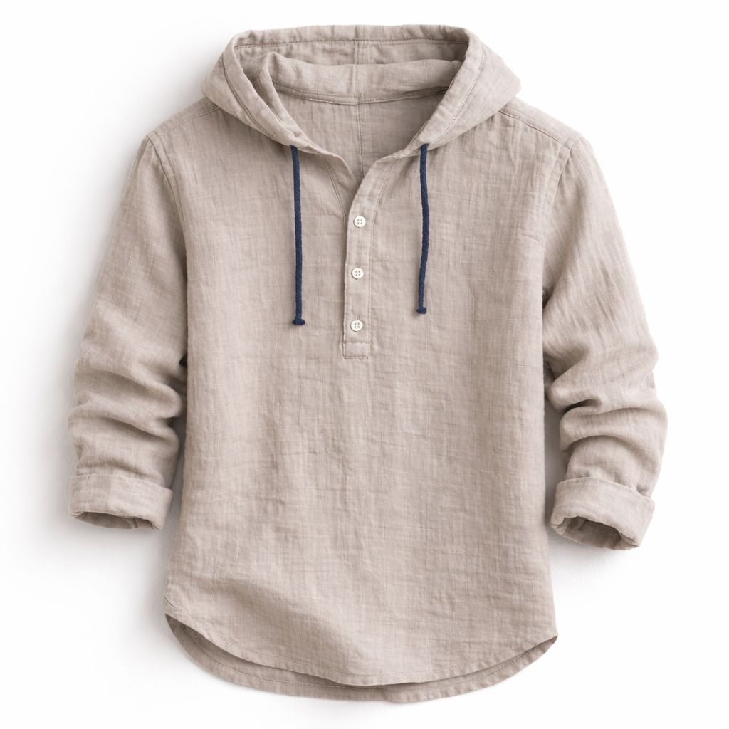 Dione | Homem Camisa Henley com Capuz Manga Comprida