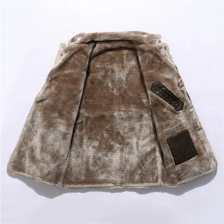 Esme | Casaco Trench Masculino com Gola de Pelos