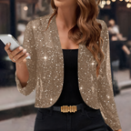 Mulher Casaco Cardigan com Lantejoulas Manga Longa