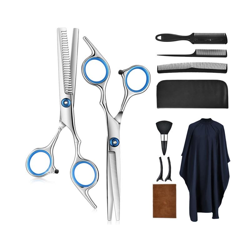 Tessa | Kit de Corte de Cabelo Profissional | 10 Peças, Tesouras Aço Inox, Uso Doméstico