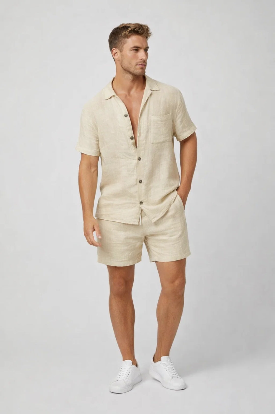Conjunto Bermudas Homem | Ajuste Regular, Fecho de Botões
