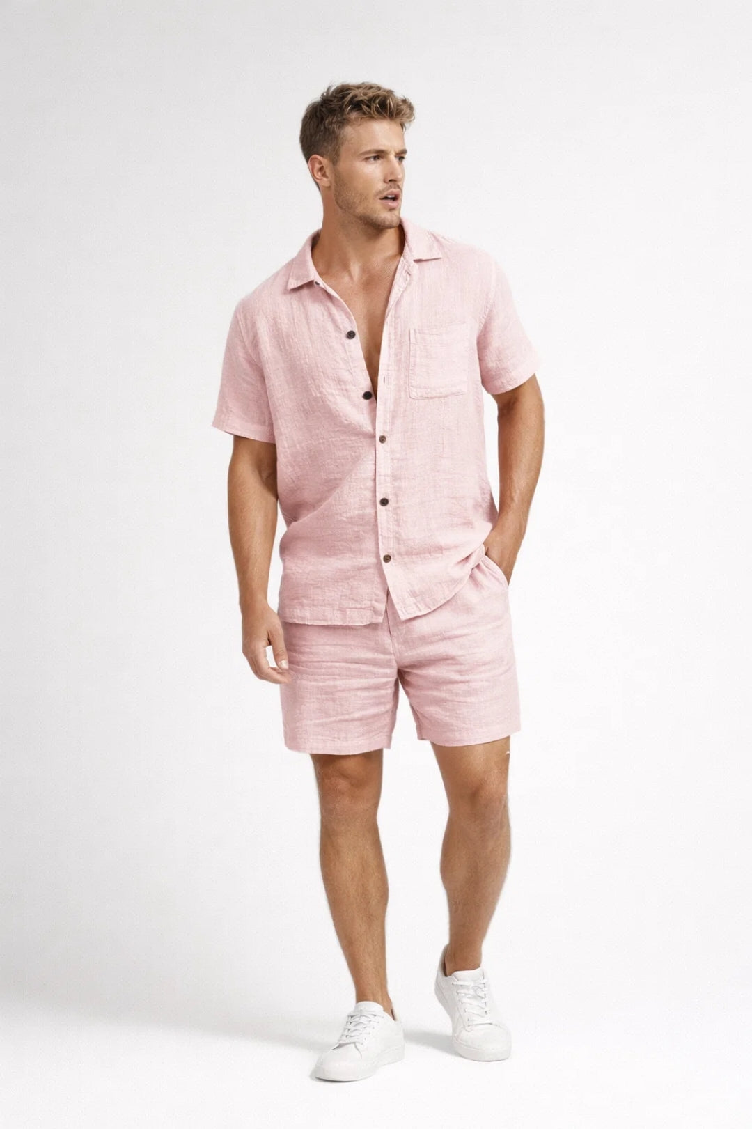 Conjunto Bermudas Homem | Ajuste Regular, Fecho de Botões
