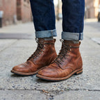 Tamsin | Botas Cano Curto Masculinas Bico Arredondado Cadarço Salto Baixo