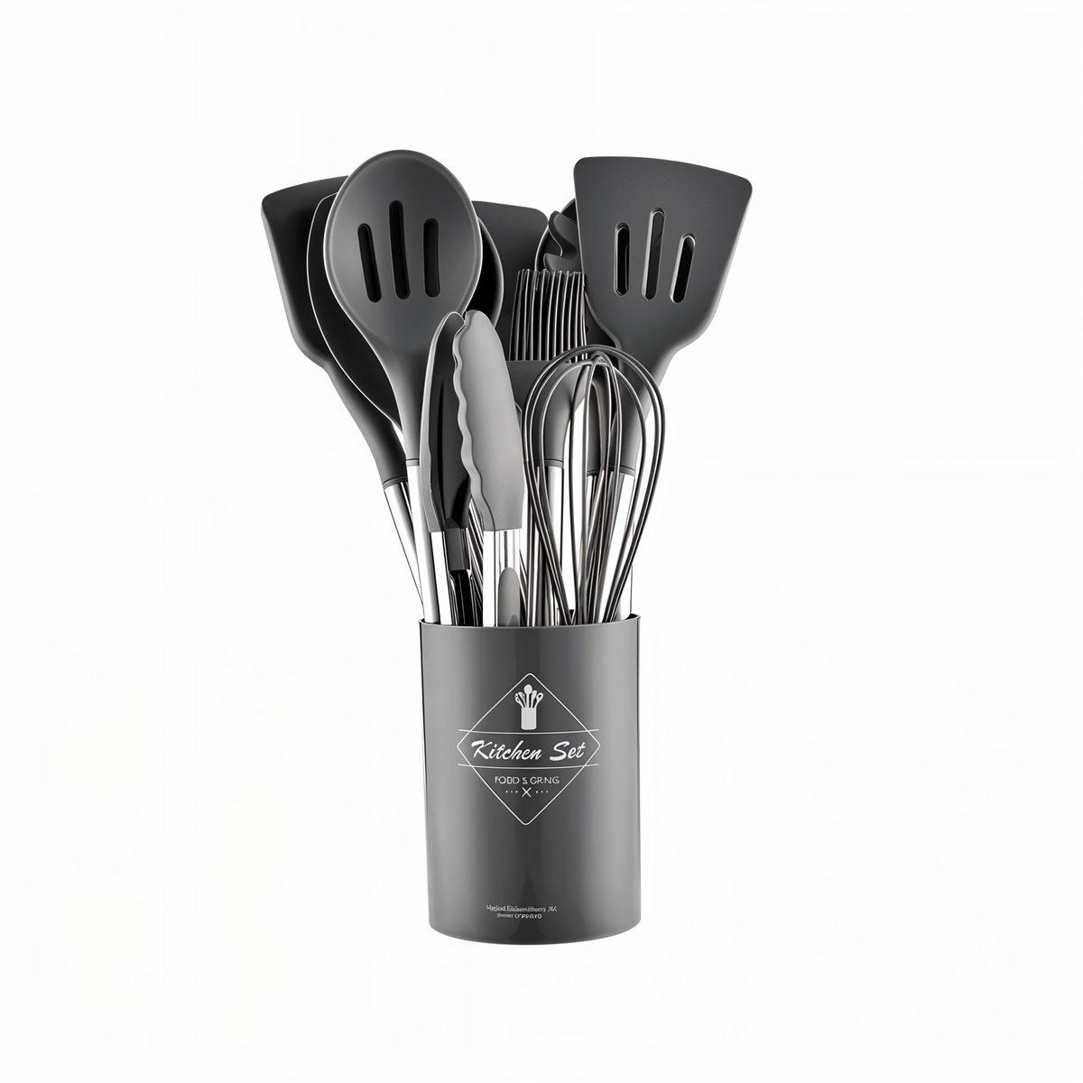 Posy | Conjunto de Utensílios de Cozinha em Silicone | 12 Peças, Resistente ao Calor | Cabo Inox