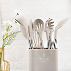 Posy | Conjunto de Utensílios de Cozinha em Silicone | 12 Peças, Resistente ao Calor | Cabo Inox