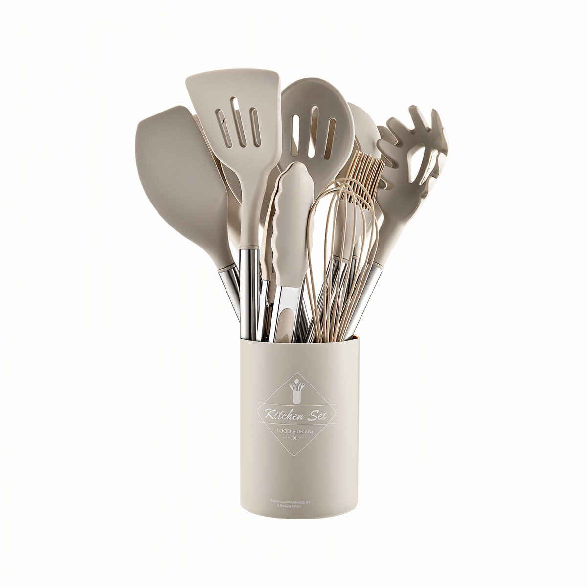 Posy | Conjunto de Utensílios de Cozinha em Silicone | 12 Peças, Resistente ao Calor | Cabo Inox