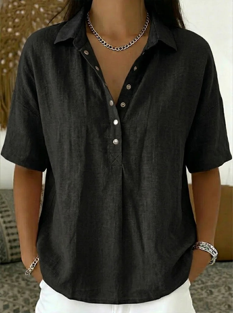 Veda | Camisa Feminina de Botões Gola Colarinho Casual