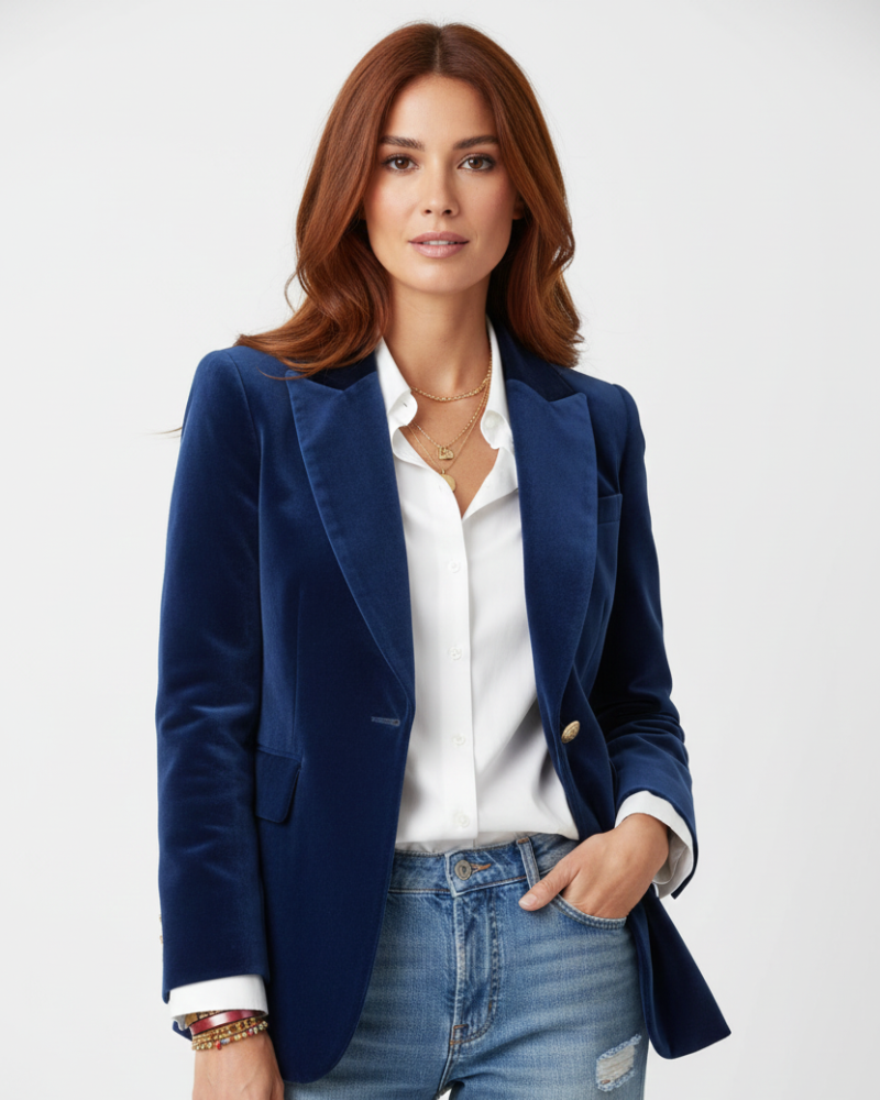 Mulher Blazer Veludo Estruturado