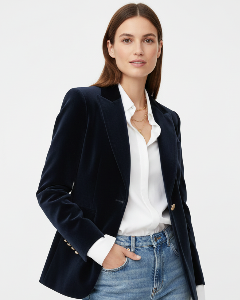 Mulher Blazer Veludo Estruturado