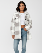Dione | Mulher Veste Xadrez Peluche Quente Casual
