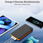 Tessa | Powerbank Solar 25000mAh | Carregamento Rápido, 4 Painéis Solares, USB-C