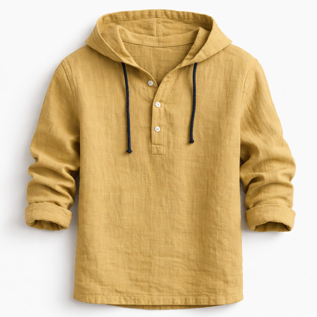 Dione | Homem Camisa Henley com Capuz Manga Comprida