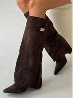 Jolie | Botas Femininas Cano Alto Bico Fino com Salto