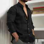 Camisa Masculina Manga Longa Slim com Gola Clássica