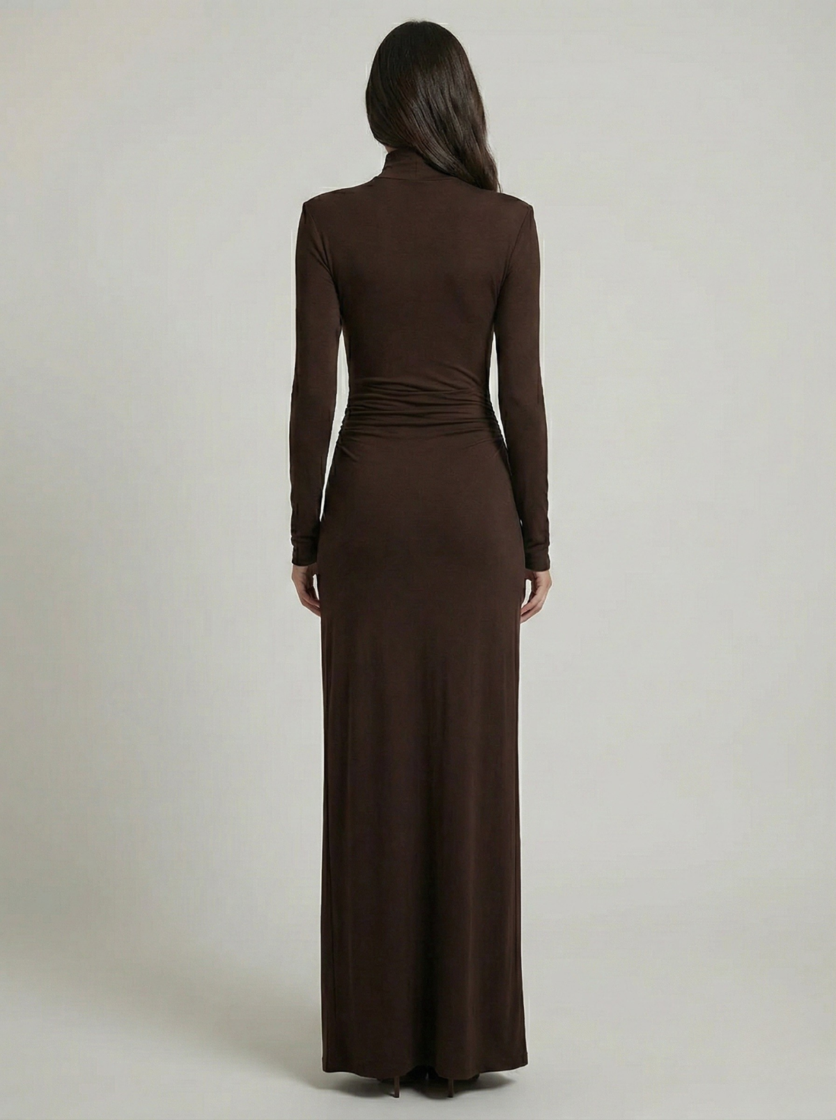 Posy | Vestido Maxi Franzido Gola Alta com Fenda