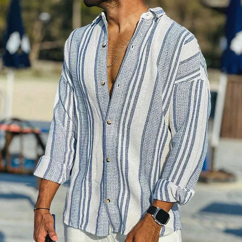 Camisa Masculina Manga Longa Listrada com Botões