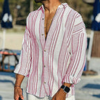 Camisa Masculina Manga Longa Listrada com Botões