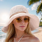Leah | Chapéu de Sol Feminino Aba Larga Palha Trançada