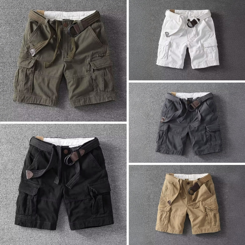 Bermuda Cargo Masculina | Bolsos Utilitários, Cintura Ajustável