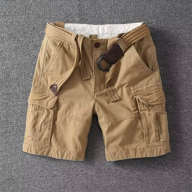 Bermuda Cargo Masculina | Bolsos Utilitários, Cintura Ajustável