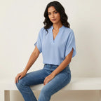 Rosalind | Blusa Feminina Decote em V Manga Curta