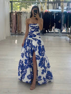 Nora | Vestido Maxi Floral Tomara que Caia com Fenda