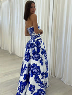 Nora | Vestido Maxi Floral Tomara que Caia com Fenda