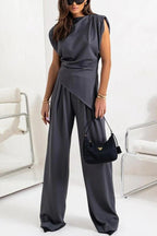 Jolie | Conjunto Feminino 2 Peças Calça Wide Leg Drapeado